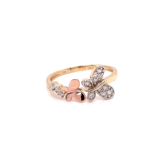 14k Solid Yellow & Rose GOLD Butterfly Ring Size 10 - Picture 8 of 10